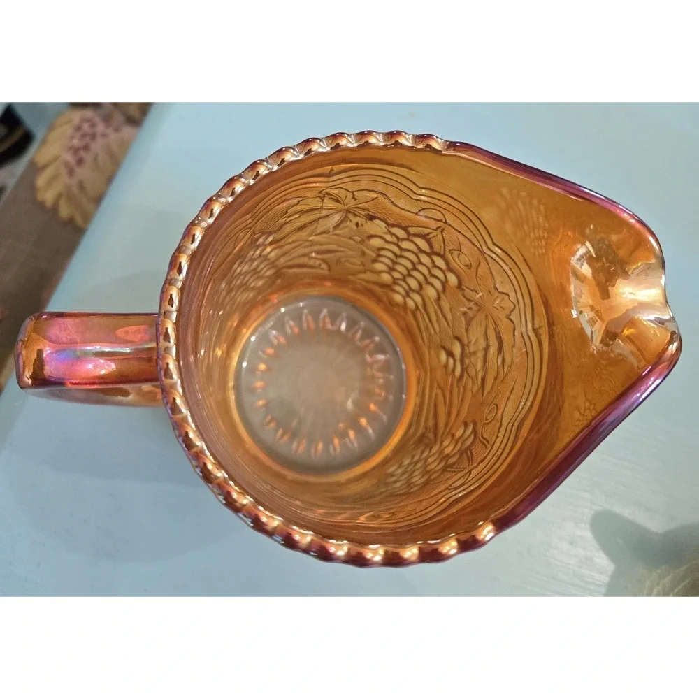 Carnival‎ Glass Pitcher Amber Marigold Small 5.5